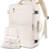 Travel Backpack for Women, 17 Inch Carry On Laptop Backpack Flight Approved with 3 Packing Cubes, Mochila de Viaje Casual Daypack with USB Charging for Business, Hiking, Water Resistant, Beige