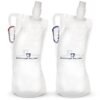 Survivor Filter 1L Clear Collapsible Water Bottles - Travel, Hiking, Foldable, BPA-Free - 2 x 33oz