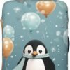 Travel Luggage Cover Penguin Balloon Snowflake Spandex Suitcase Protector Washable Baggage Covers Elastic Scratch-Resistant Luggage Cover Protector Fits 18-32 Inch Luggage