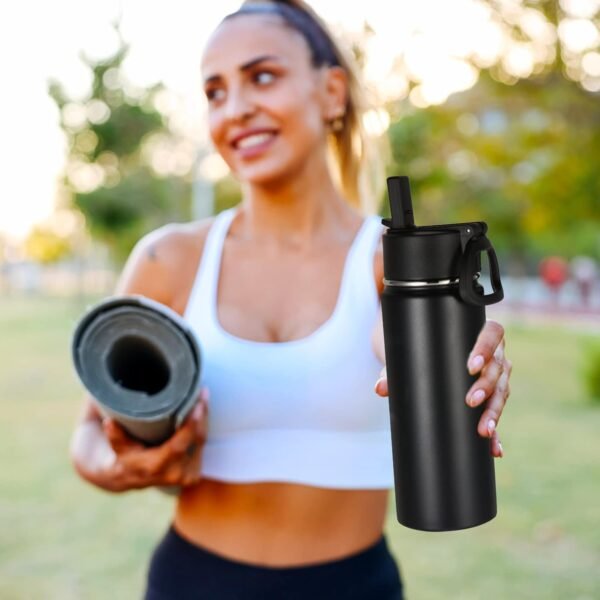 Volhoply 18oz Insulated Water Bottle Bulk 2 Pack,Kids Stainless Steel Water Bottles with Straw,Double Wall Vacuum Metal Thermos Water Bottle,Wide Mouth Reusable Sport Flask For Cold Drink(Mix,2 Set) - Image 7