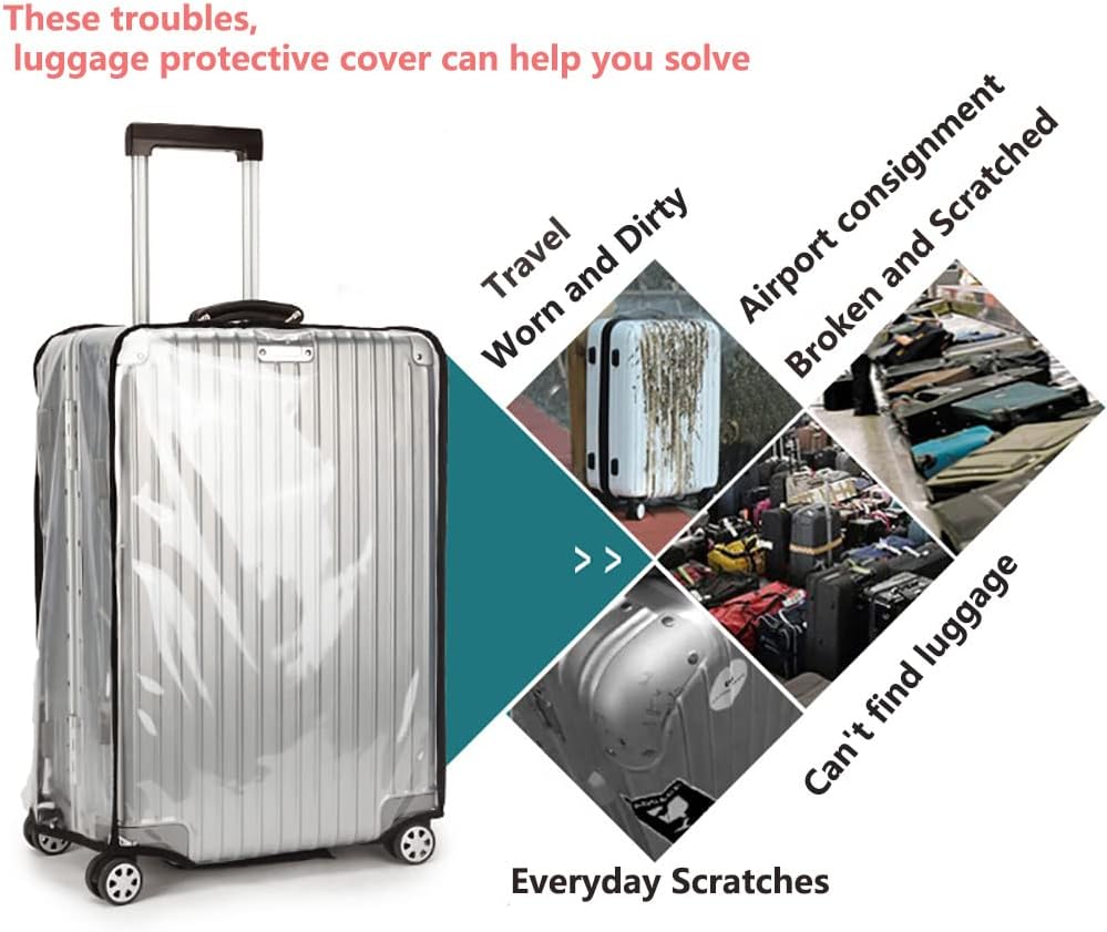 3 Pieces Clear PVC Suitcase Cover Luggage Cover Luggage Protector Suitcase Cover Set for Luggage Set of 3 Luggage Covers for Suitcase (20-24-28Inch) - Image 3