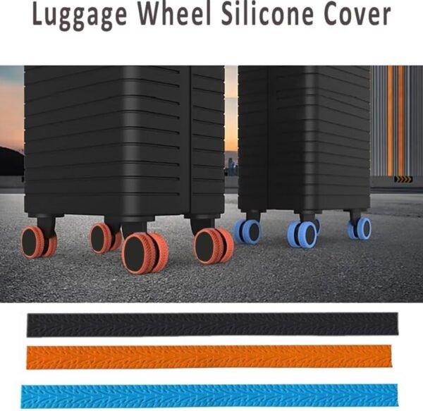 8PCS Luggage Wheels Covers Luggage Wheel Silent Protector Covers Silicone Suitcases Wheel Protector Covers for most Luggage Wheel Suitcases or Office Chair Caster-4, Orange - Image 5