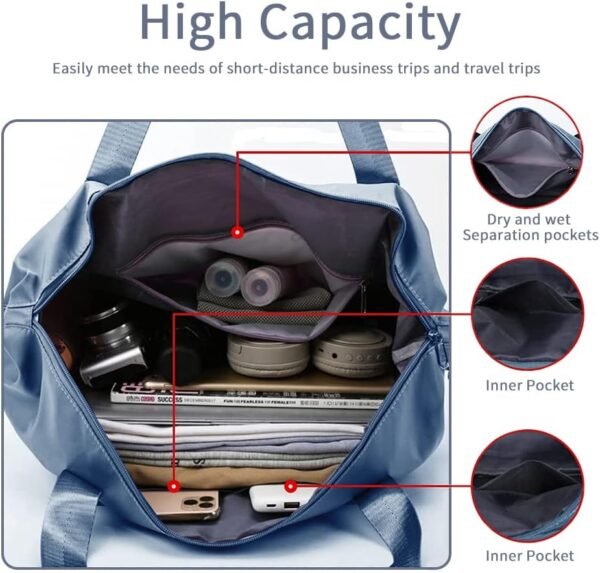Large Capacity Foldable Travel Bag Expandable Portable Carry on Bag Dry&Wet Separation Sports Duffel Bags - Image 4