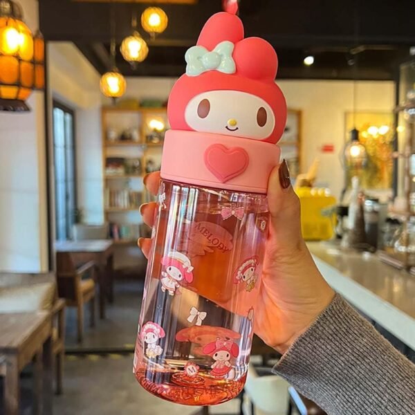 Kawaii Cartoon Water Bottle, 500ML Cute Anime Portable Drinking Bottle for Outdoor, Office, Travel, Birthday Gift Pink - Image 3