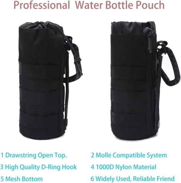 Molle Water Bottle Holder, Professional Tactical Water Bottle Pouch Bag, Military Hydration Carrier for Travel, Hiking, Cycling, Camping with D-Ring Hook. - Image 4