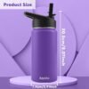 16 oz Kids Water Bottle with 4 Lids,2 Pack Water Bottles for School Kids,Metal Water Bottle Kids,Insulated Kids Thermos with Straw Lid,Straw Brush,Cute Stickers,Boys Girls Water Bottle - Image 2
