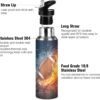 American Football Fire Water Bottle Kids Insulated Thermos Stainless Steel Hot Cold Water Flask Jug with Straw Lid for Sports Gym Running 20 oz - Image 3