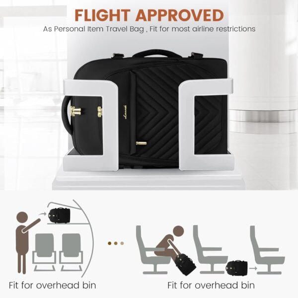 LOVEVOOK Backpack for Traveling on Airplane, Womens Travel Backpack Carry on Flight Approved, 40L Personal Item Backpack Fit 17.3inch Laptop, Black - Image 2