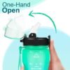24 OZ Motivational Kids Water Bottle With Time Marker,Straw Lid,Leak Proof, Tritan BPA Free Sports Water Bottle Green-Blue(1 Lid) - Image 5