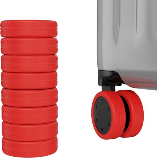 AWINNER 8 Pack Luggage Wheels Covers - Silicone Luggage Wheel Protector Covers for most 8 Spinner Wheel Suitcases or Office Chair Caster,Durable,Mute and Shock Absorption (Red) - Image 7
