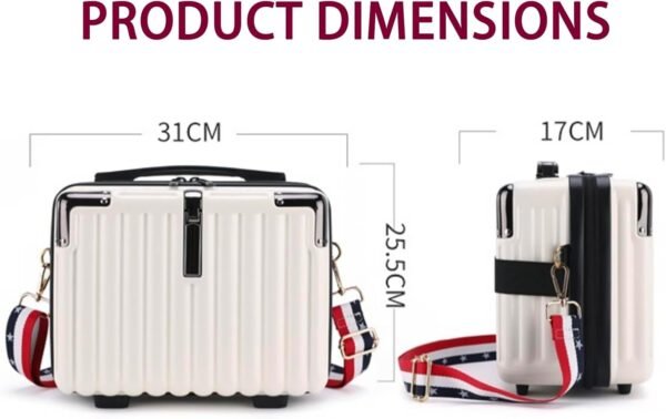 Mini Suitcase Hard Shell Makeup Bag Travel Cosmetic Case Portable Makeup Luggage with Shoulder Strap for Women Black - Image 5