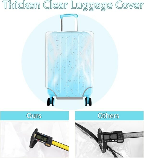 Upgraded Extra Thickness Clear Luggage Cover, 0.3mm 24" PVC Suitcase Cover Protector, Transparent Luggage Protector for Suitcase Cover, Waterproof Dustproof Anti-scratch Travel Suitcase Covers - Image 4