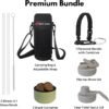 (2-in-1) 32oz Insulated Water Bottle with Straw & Storage Compartment | Double-Walled Stainless Steel with Carry Bag, 2 Lids, Handle | Hot & Cold Leakproof Thermos for Gym & Travel - BPA-Free - Image 2