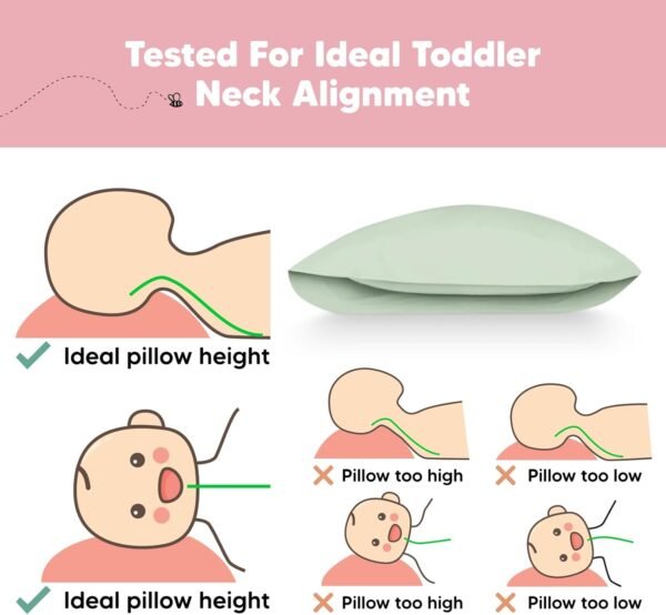 KeaBabies Toddler Pillow with Pillowcase, Jumbo 14X20 - Soft Organic Cotton Toddler Pillows for Sleeping - Machine Washable - Perfect for Travel, Toddler Bed Set (Sage) - Image 6