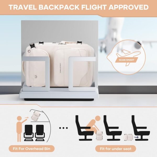 Maelstrom Travel Backpack for Men Women, 35L Carry on Backpack for Traveling on Airplane,with Belt Bag&Shoe Compartment,Waterproof Laptop Backpack fit 17”Laptop-Beige, Large - Image 5