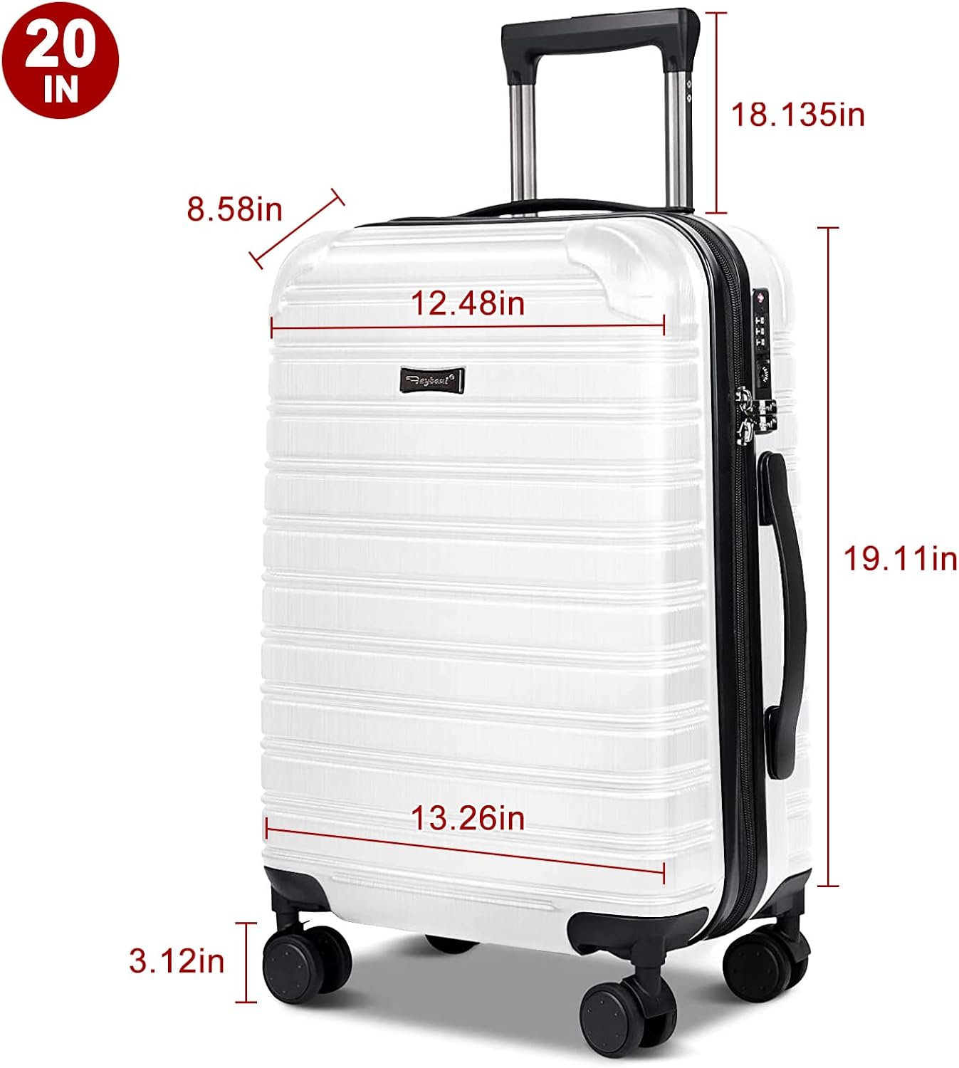 Carry On Luggage 22x14x9 Airline Approved Suitcase 2 Piece Set PC+ABS with TSA Lock Hardshell Travel Carry-On Luggage with Spinner Wheels Small Luggage Suitcase 2-Piece Set(14/20),White - Image 5