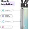 22oz Stainless Steel Water Bottles With 3 Lids Sport Insulated Water Bottle,Mint - Image 4