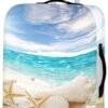 Beach Starfish Shell Luggage Cover Travel Luggage Covers for Suitcase Easy Cleaning Carry on Luggage Cover Baggage Gear Covers Portable Universal Fit S Size - Image 2
