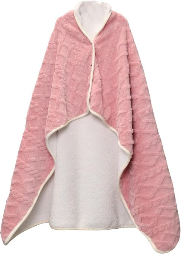 MERRYLIFE Wearable Blanket Angel Wrap Shawl Coral Warm Cozy Sherpa Poncho Blanket with Button for Sofa Bed Office Travel