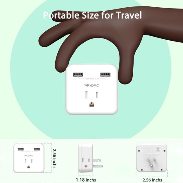 Cruise Essentials, Travel Power Strip with 3 Outlets and 2 USB Ports, Cruise Accessories Must Haves, Travel Essentials, Non Surge Protector for Cruise Ship, Travel, Home Office, ETL Listed, White - Image 3
