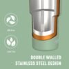 Asobu Cosmic Water Bottle - 32oz/1 ltr Stainless Steel Chilled Water Bottle, Secure Grip Handle, Ideal for Travel, Fits Cup Holders, Keeps Beverages Cold, Basil Green - Image 5