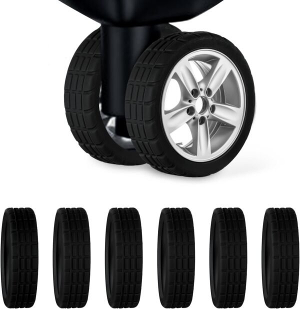 TOYMIS 8pcs Luggage Wheel Covers, Portable Suitcase Wheel Protector Covers Colorful Silicone Luggage Wheel Covers Luggage Spinner Wheel Covers for Most 8 Caster Luggage Accessories(black)