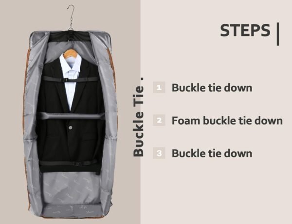 MATEIN Suit Carry On Garment Bags for Travel, Suit Bag with Detachable Adjustable Shoulder Strap, Waterproof Foldable Luggage Bag for Men Women, Large Compartment for Carrying Clothes, Black Stripe - Image 2