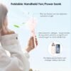 4 IN 1 Portable Handheld Fan,Personal Foldable Cooling Fan, Mini Pocket Fan,Desk Fan,Hand Fan,Flashlight,Power Bank,Table Lamp,Camping Travel Beach Fan, Birthday Gifts for Women Mom(Pink) - Image 3