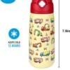 Kids Insulated Water Bottle with Covered Pop-Up Straw,16oz Kids Cups with Stainless Steel Leak Proof for School Boys Girls（Construction） - Image 3