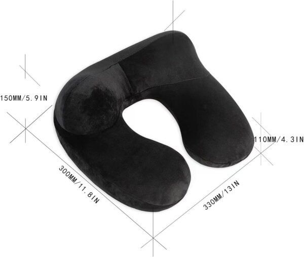 Inflatable Travel Pillow, Neck Pillow Support for Traveling, Airplanes, Cars, and Offices with Compact Carrying Bag, Soft Velvet Washable Cover, Ideal for Adult Sleepers (Black) - Image 6