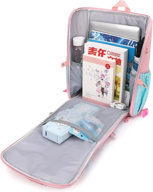 GLOOMALL Cute Rolling Backpack School Girls Boys, Lightweight Trolley Travel Bag with 6 Wheels Classic Roller Luggage (Purple unicorn) - Image 2