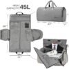 Convertible Garment Bag with Shoulder Strap, Modoker Carry on Garment Duffel Bag for Men Women - 2 in 1 Hanging Suitcase Suit Travel Bags (Grey) - Image 2