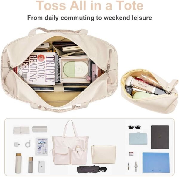 LEDAOU Beach Bag for Women Waterproof Sandproof Tote Bag Pool Bag with Zipper for Gym Shopping Travel with Wet Pocket - Image 8
