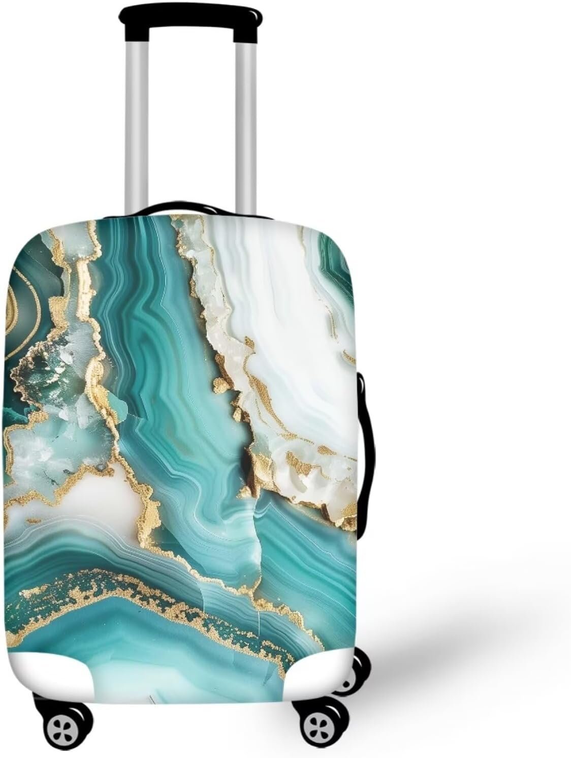 Green Marble Suitcase Cover Travel Luggage Cover Suitcase Protector Fits 18-32 Inch Luggage Protector Cover Dust Cover Washable Baggage Covers -X