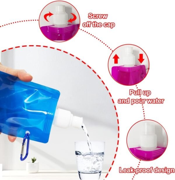 Funiverse Bulk 20 Pack 16 oz Collapsible Water Bottle Assortment - 5 Color Party Favors and Travel Water Bottles - Image 7
