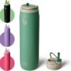 BOTTLE BOTTLE Stainless Steel Water Bottle with Straw Lid and Handle 32 oz Vacuum Insulated Water Bottle for Sports Travel Gym Hiking, Leak-Proof Wide Mouth Water Bottles for Men,forests