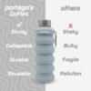 Goflex Collapsible Water Bottle - 16.9 oz/500 ml, Reusable Silicone, BPA-Free, Perfect for Travel, Gym, Camping, and Hiking - Portable & Leak-Proof Sports Water Bottle with Carabiner - Image 3