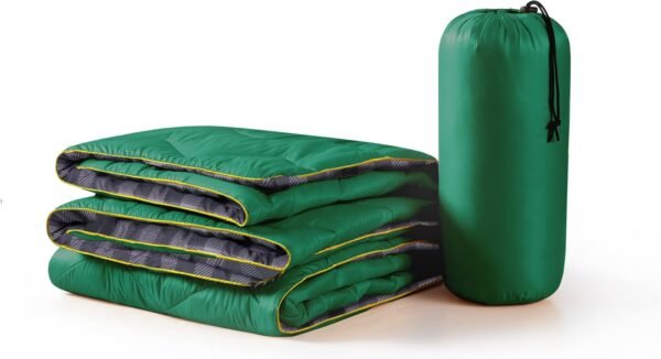 UNIKOME Outdoor Packable Camping Blanket, Lightweight Travel Blanket Waterproof Warm Camping Blanket for Hiking, Camping, Puffy Down Alternative Camping Blanket with Corner Loops, 75"×52", Green - Image 8