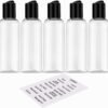 5 Pack 3.4 oz Travel Bottles for Toiletries TSA Approved Leakproof Plastic Empty Travel Size Bottles Containers with Labels
