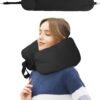 Stuffable Travel Pillow for Extra Luggage, Travel Neck Pillow Stuffable with Clothes, Stuffable Neck Pillow for Travel, Velvet Travel Neck Pillow Storage Bag, Fillable Luggage Pillow (Black)