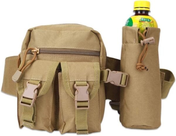 Tactical Waist Pack Pouch With Water Bottle Pocket Holder, Men Travel Waist Bag Hip Belt Bag for Running Hiking Travel Outdoors - Image 3
