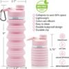 ONTA Collapsible Water Bottle- BPA Free Silicone Foldable Water Bottle for Travel,Silicone Portable Leak-Proof Travel Water Bottle 20 oz, pink - Image 2