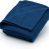 Brookstone Travel 2-1 Ultra Soft Jersey Knit Travel Blanket with Carrying Case and Luggage Pass-Through - Portable Blanket, Blue