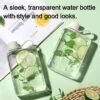 Flat Water Bottle Travel Flask Portable 8.2 oz BPA Free Tritan Square Water Bottles Leakproof Slim Small Water Bottle for Purse Travel Pocket Sports Fitness (Pink, 8.2 OZ) - Image 3