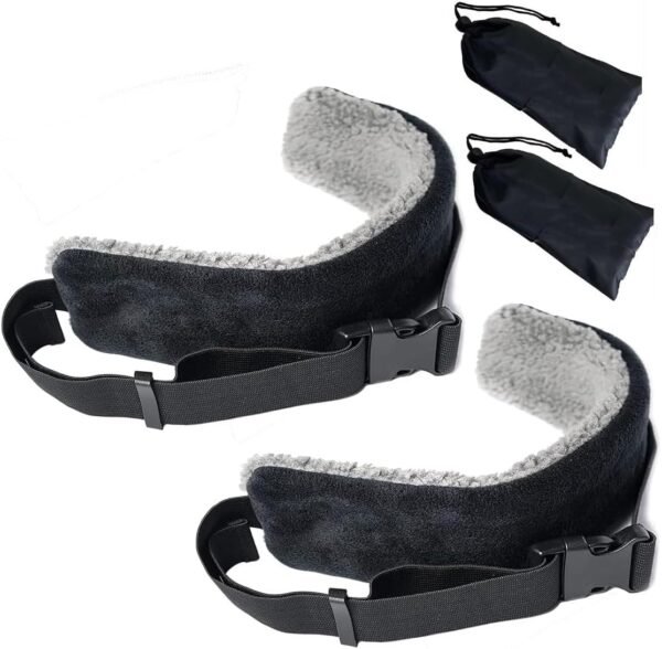 2 Pcs- Travel Pillow Straps for Airplanes, Support Band for Head Neck Shoulder & Chin. Headrest for Head Bobbing, Sleeping Upright with Adjustable Strap, Long Flight Plane Car, Super-Soft, Lightweight
