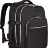 Rolling Backpack for Women, 17Inch Laptop Travel Backpack with Wheels, Under Seat Carry on Luggage Airplane, Overnight Business Trolley Backpack Bag (Elegant Black) (In Patent)