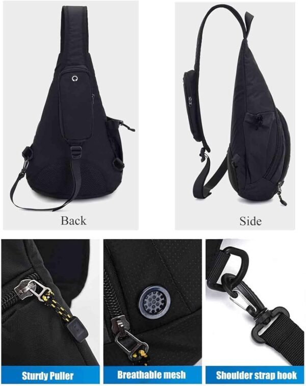 Sling Bag for Women Men, Crossbody Backpack for Hiking Running, Fashionable Mens Fanny Pack Crossbody, Outdoor Crossbody Men's Shoulder Bag,Travel Essentials Mens Bags Crossbody (Black) - Image 6