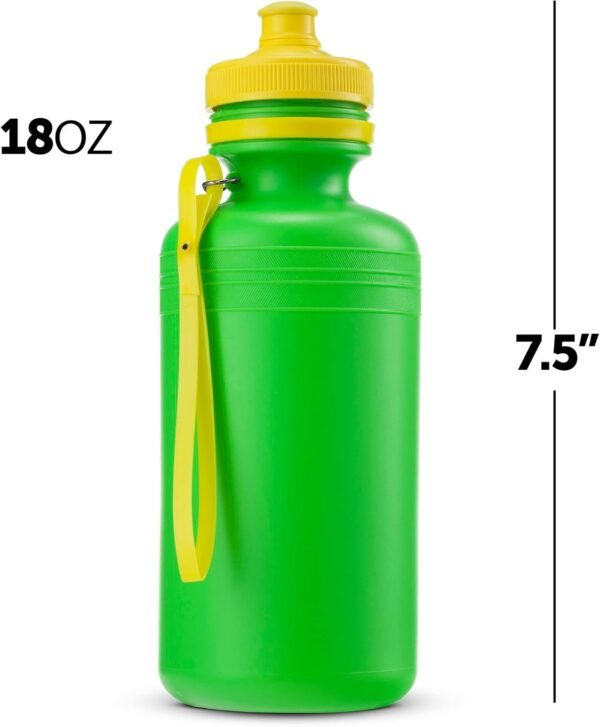 Bulk Water Bottles for Kids - (Pack of 12) 18 oz - 7.5 Inch BPA-Free Plastic water Bottles with Pop-Up Tops & Handles for Summer, reusable water bottles bulk For School, sports Birthday Party Favors - Image 2