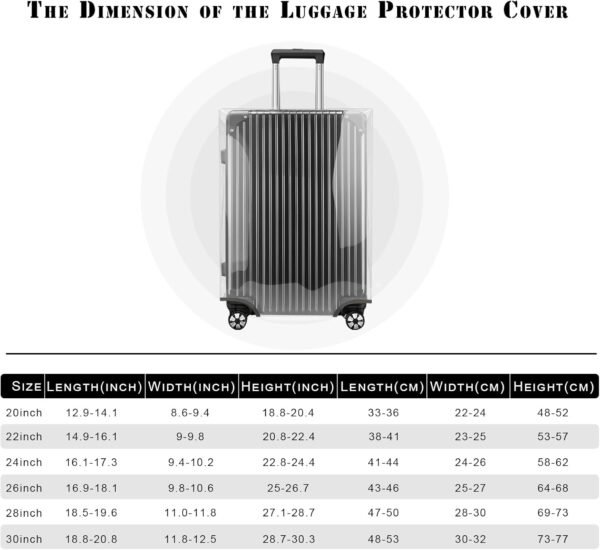 Luggage Cover Set Clear PVC Luggage Cover & 2-in-one Luggage Strap Thickened Suitcase Cover 30 Inch Luggage Protector for Wheeled Suitcase (30-Inch) - Image 6