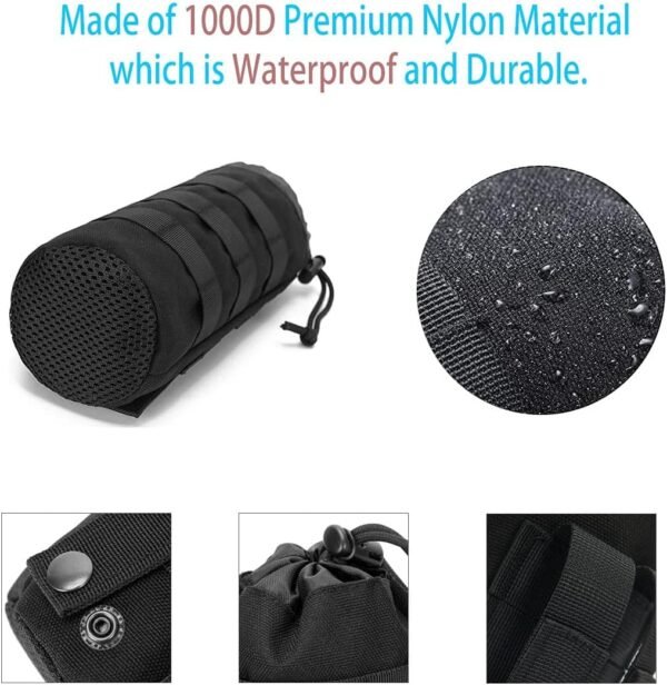 Molle Water Bottle Holder, Professional Tactical Water Bottle Pouch Bag, Military Hydration Carrier for Travel, Hiking, Cycling, Camping with D-Ring Hook. - Image 5
